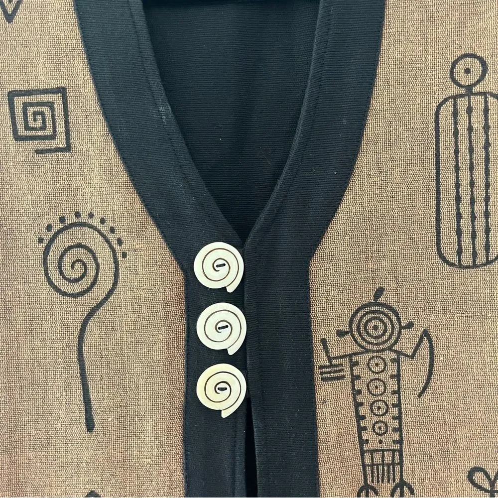 Venus Imports Long Duster Vest Art to Wear Tribal Cotton Size Large - Picture 6 of 8